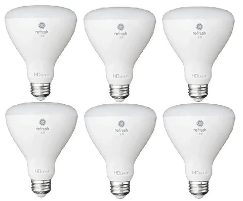 GE Refresh dimmable BR30 LED side view suited for recessed fixtures and track lighting.