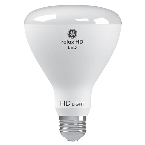GE Relax dimmable closeup shows smooth mood lighting control.
