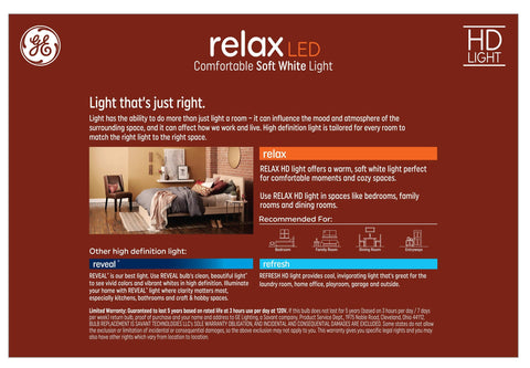 GE Relax glow closeup demonstrates 2700K warmth with smooth dimming