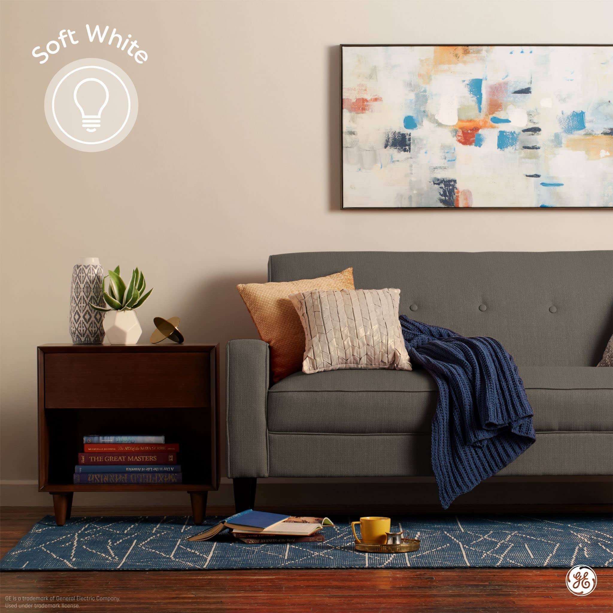 GE Relax HD BR40 bulb installed in recessed lighting for even coverage.