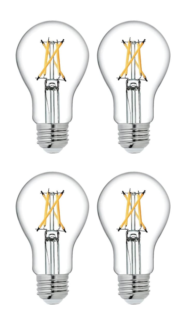 GE Relax LED A19 filament-style bulb creates warm ambience for living rooms