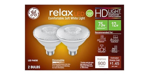 GE Relax LED bulb energy savings versus incandescent for long life