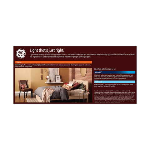 GE Relax LED floodlight designed for enclosed fixtures with bright, even coverage.