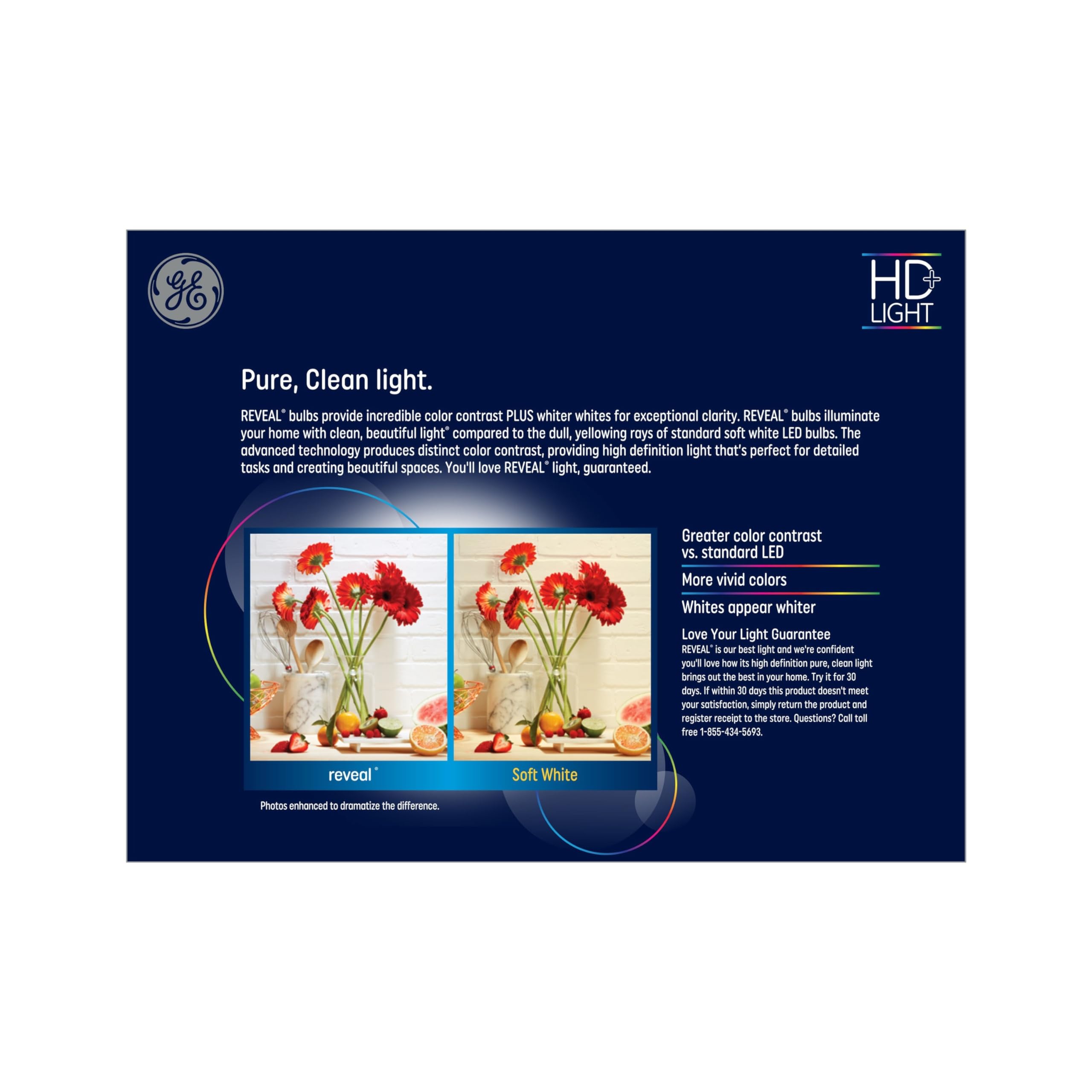 GE Reveal BR40 dimmable bulbs allow flexible brightness with compatible dimmers.