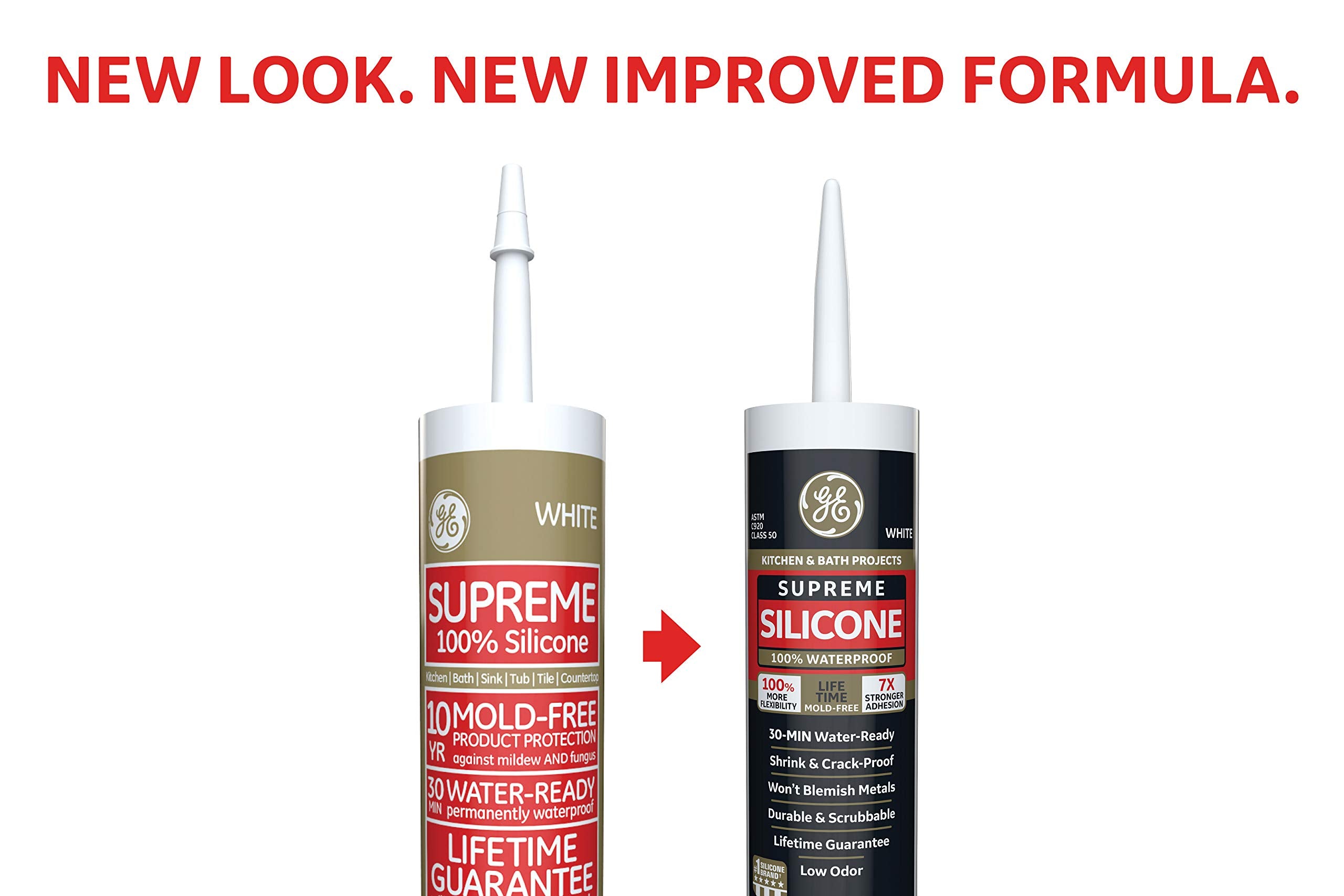 GE Supreme Silicone shows flexible, crack-proof sealing under temperature changes.