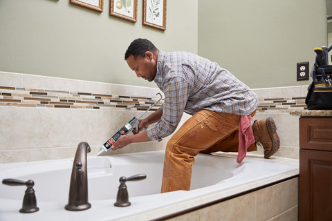 GE Supreme Silicone ideal for sinks and backsplashes in kitchens and baths.