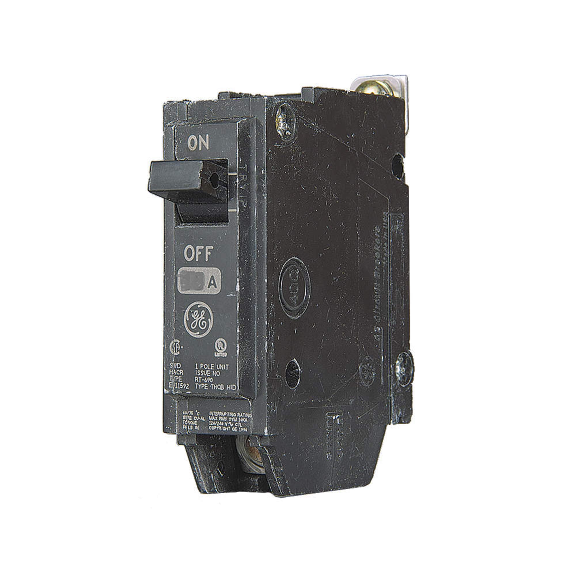 GE THQB1120 1P 20A bolt-on circuit breaker for reliable panel protection and quick isolation.