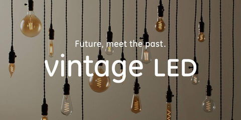 GE Vintage Style amber glass A19 LED bulb suitable for damp locations in decorative fixtures
