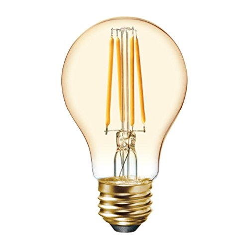 GE Vintage Style amber glass A19 LED bulb, dimmable for mood lighting with most dimmers