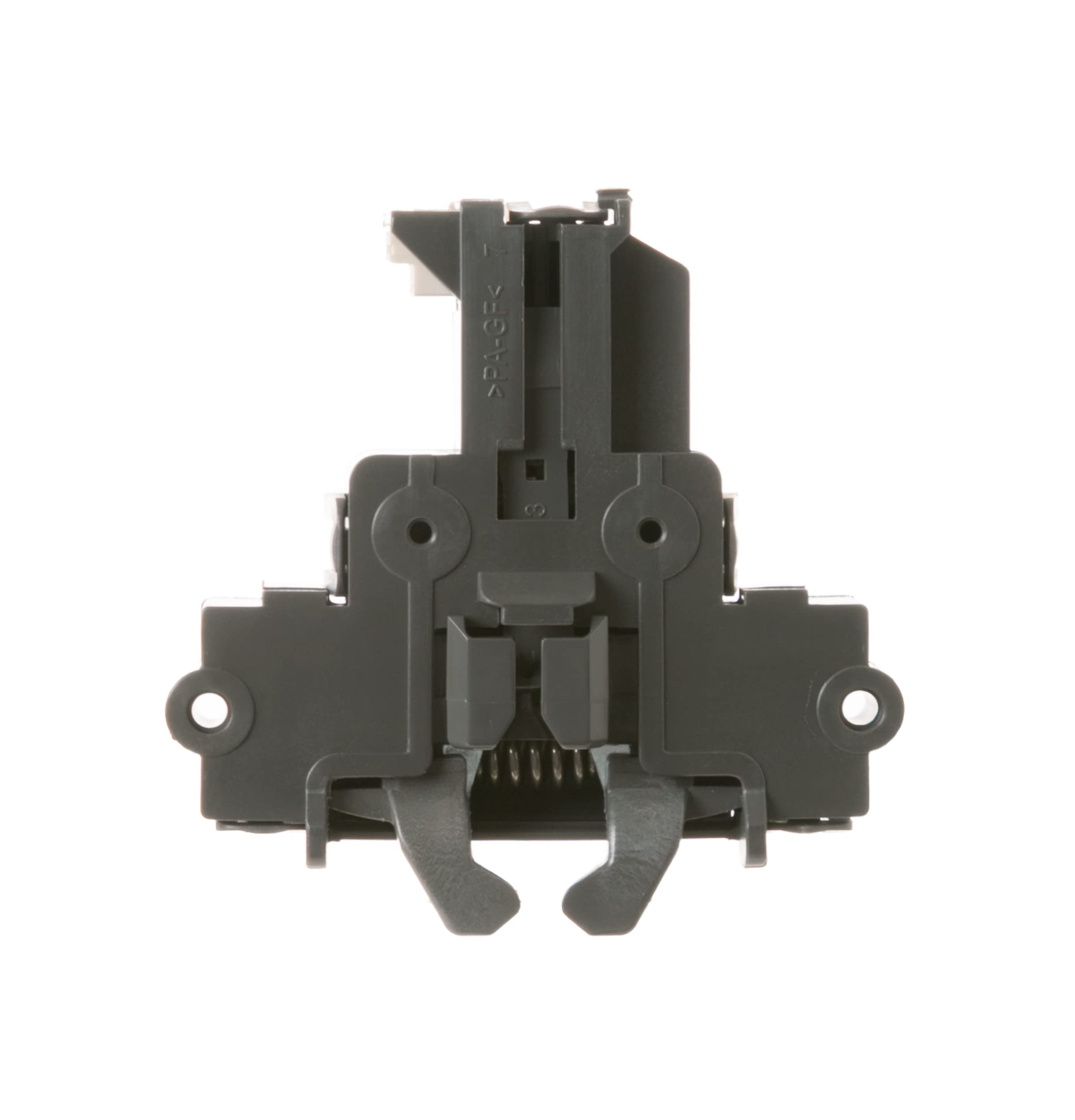 GE WD21X10490 top-mount latch detail, easy seating and alignment for replacement.
