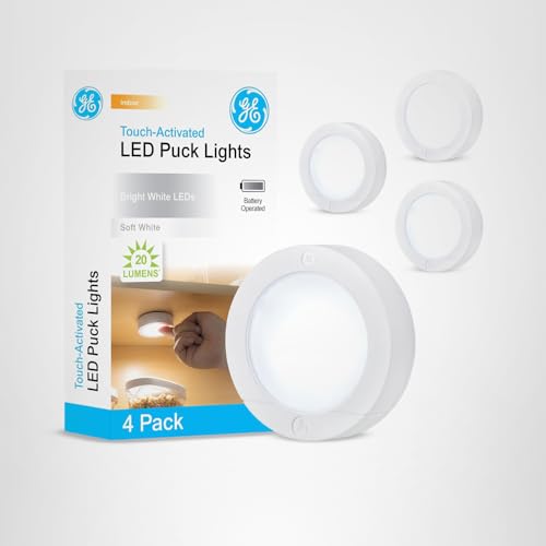 GE puck light ideal for laundry rooms and workspaces.