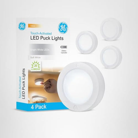GE puck light ideal for laundry rooms and workspaces.