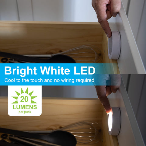 GE puck light stick-on installation saves setup time.