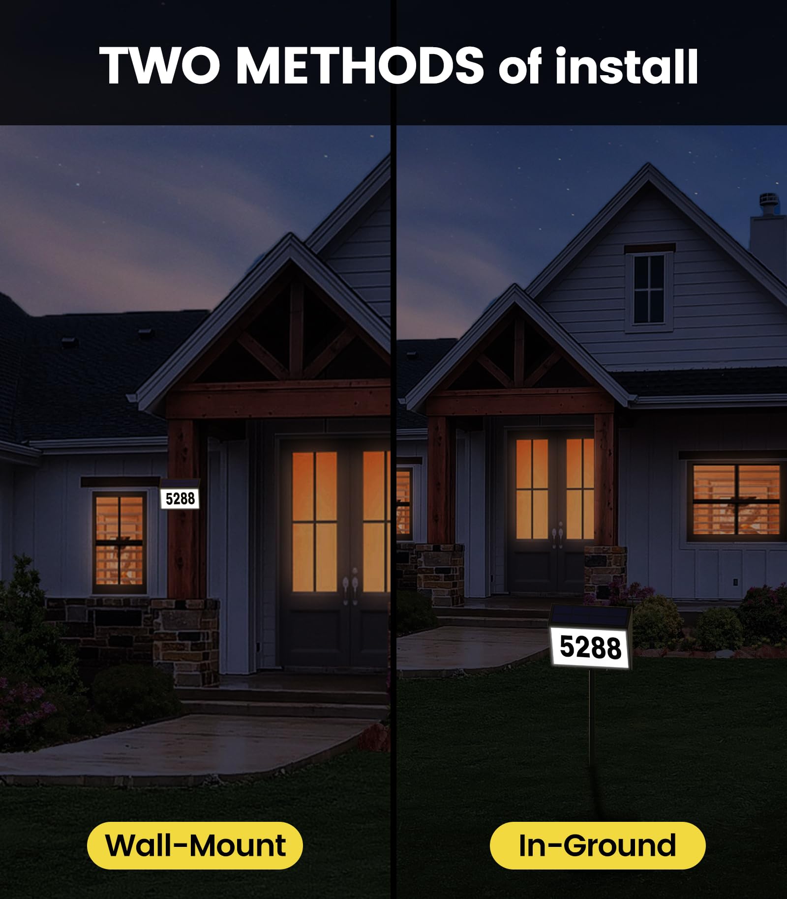 GEAGMAGC solar house numbers battery and solar panel power long-lasting light