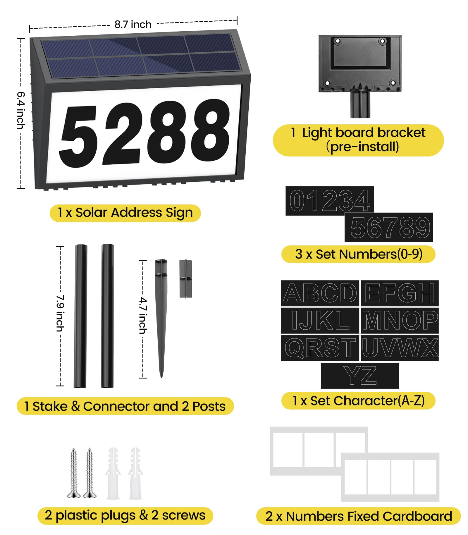 GEAGMAGC solar house numbers ground stake ensures secure outdoor placement
