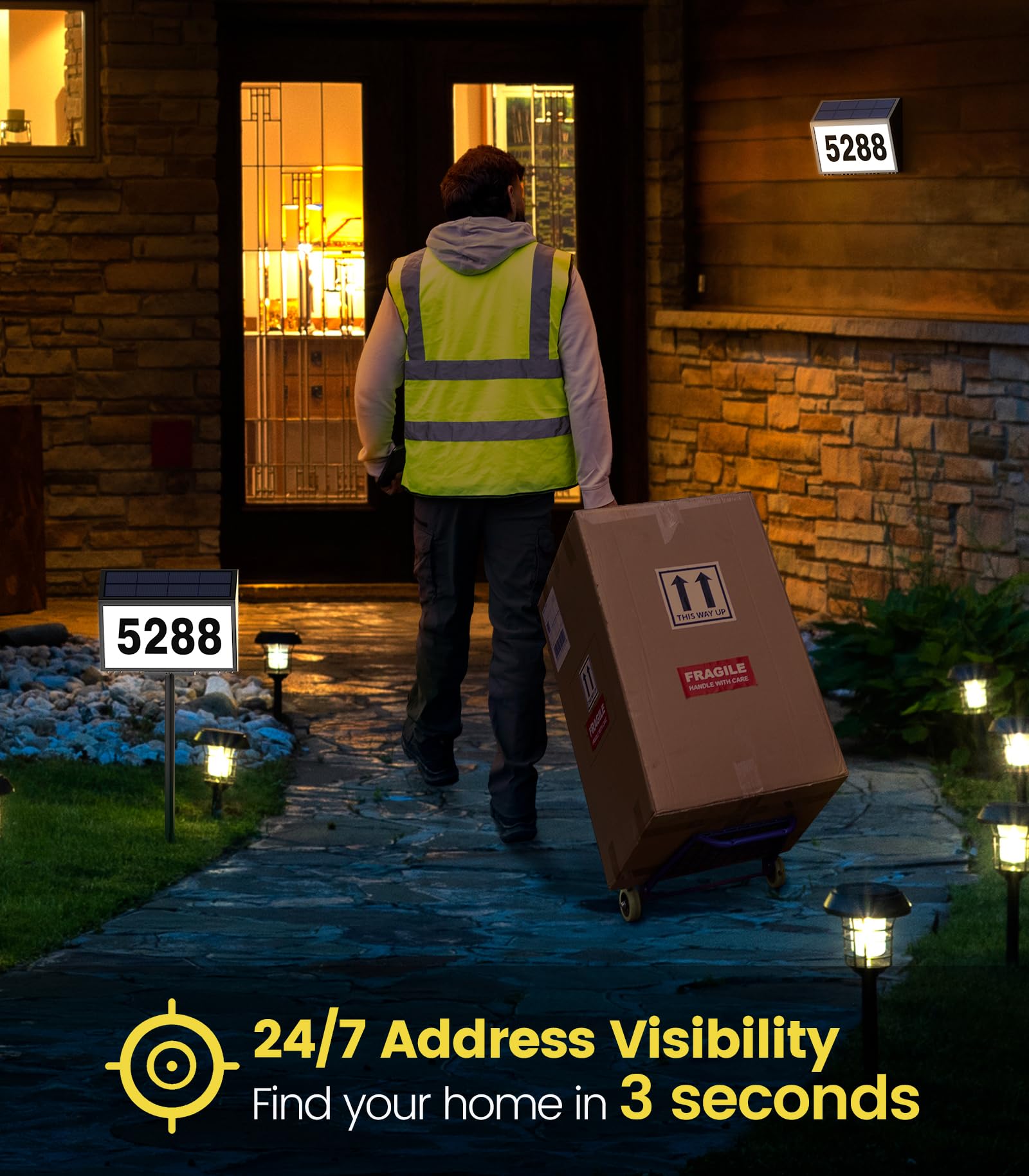 GEAGMAGC solar house numbers night illumination helps deliveries find your home