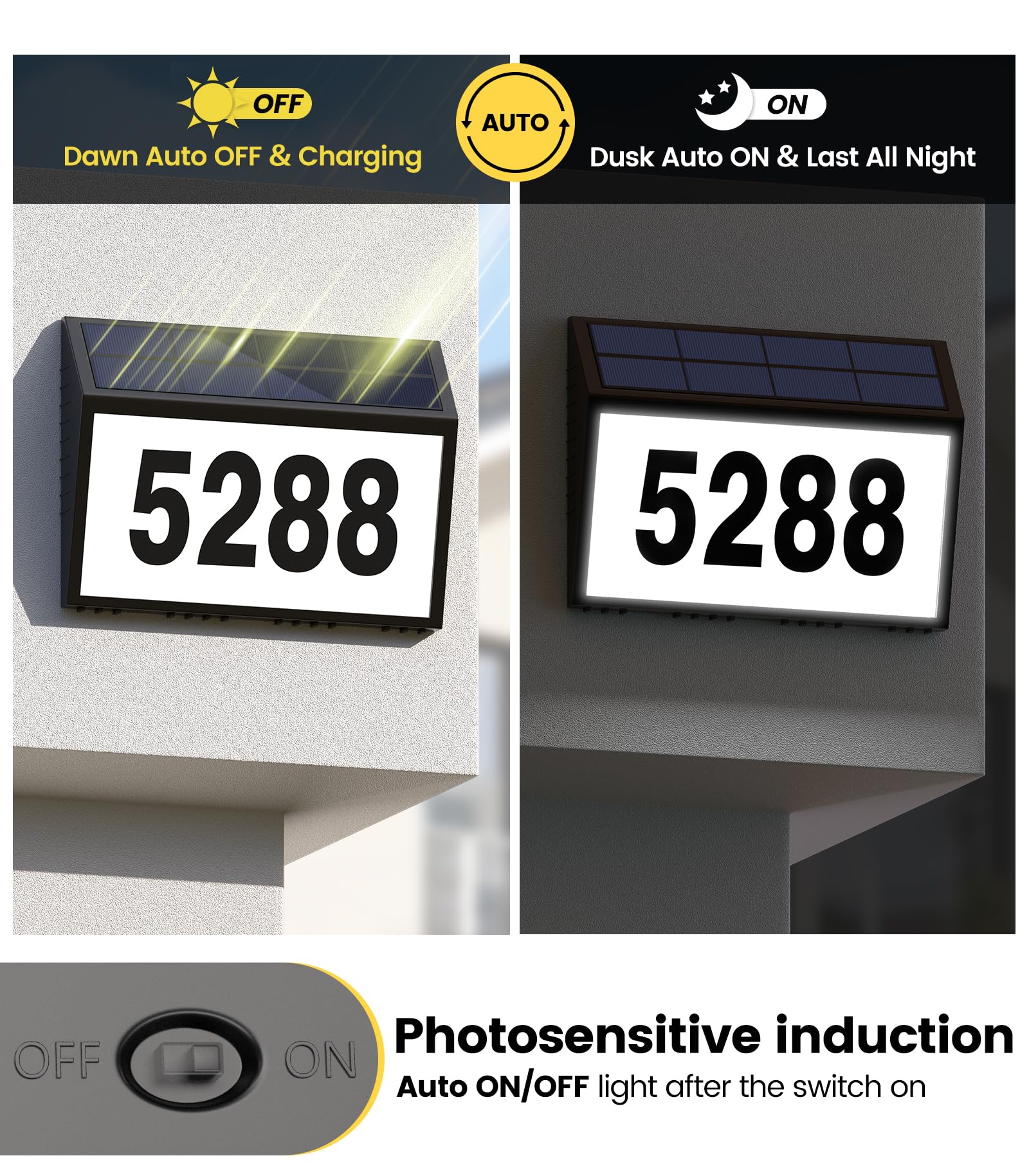 GEAGMAGC solar house numbers wall mount installation demonstrates versatile mounting options