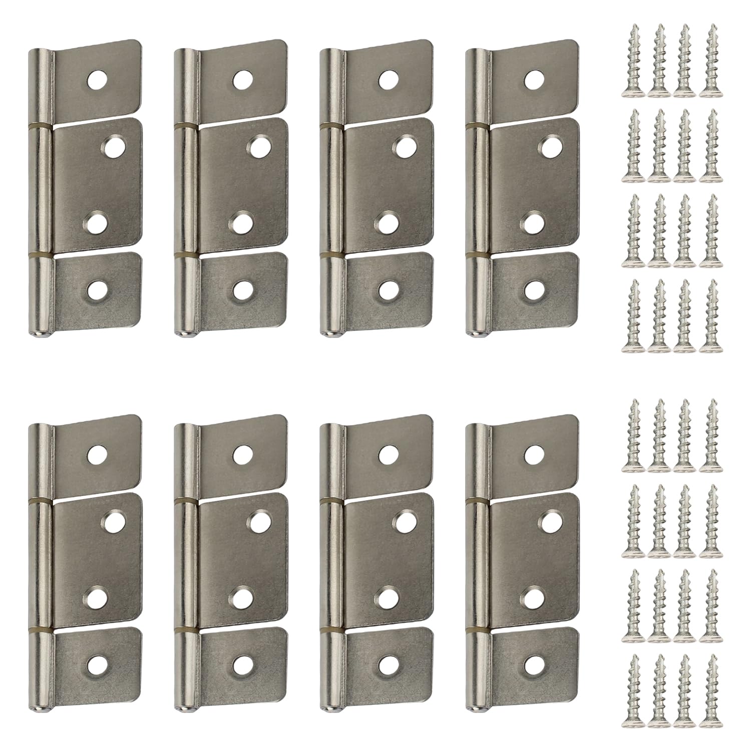GEAIN three-leaf non-mortised hinge satin nickel close-up shows durable finish and smooth operation.