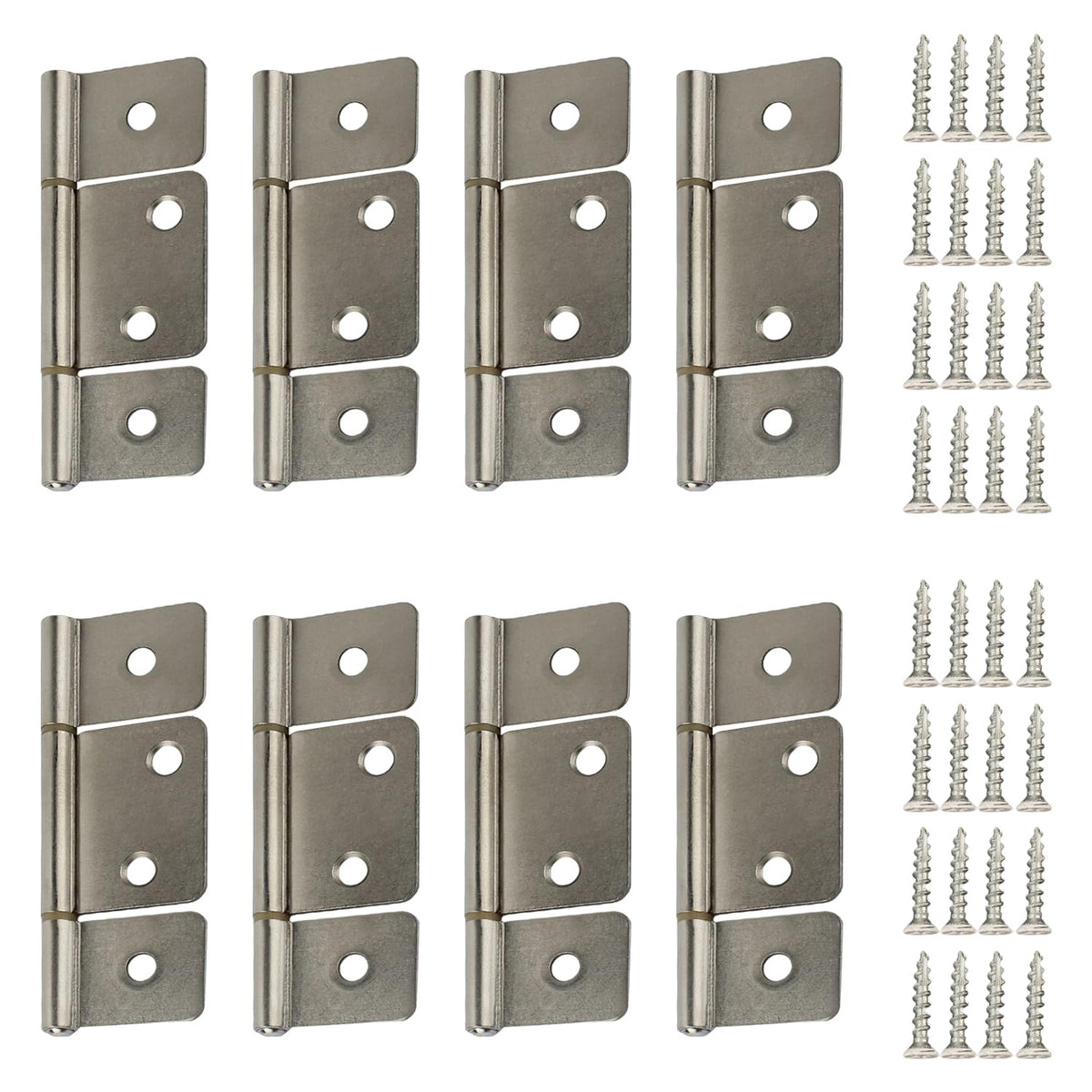 GEAIN three-leaf non-mortised hinge satin nickel close-up shows durable finish and smooth operation.