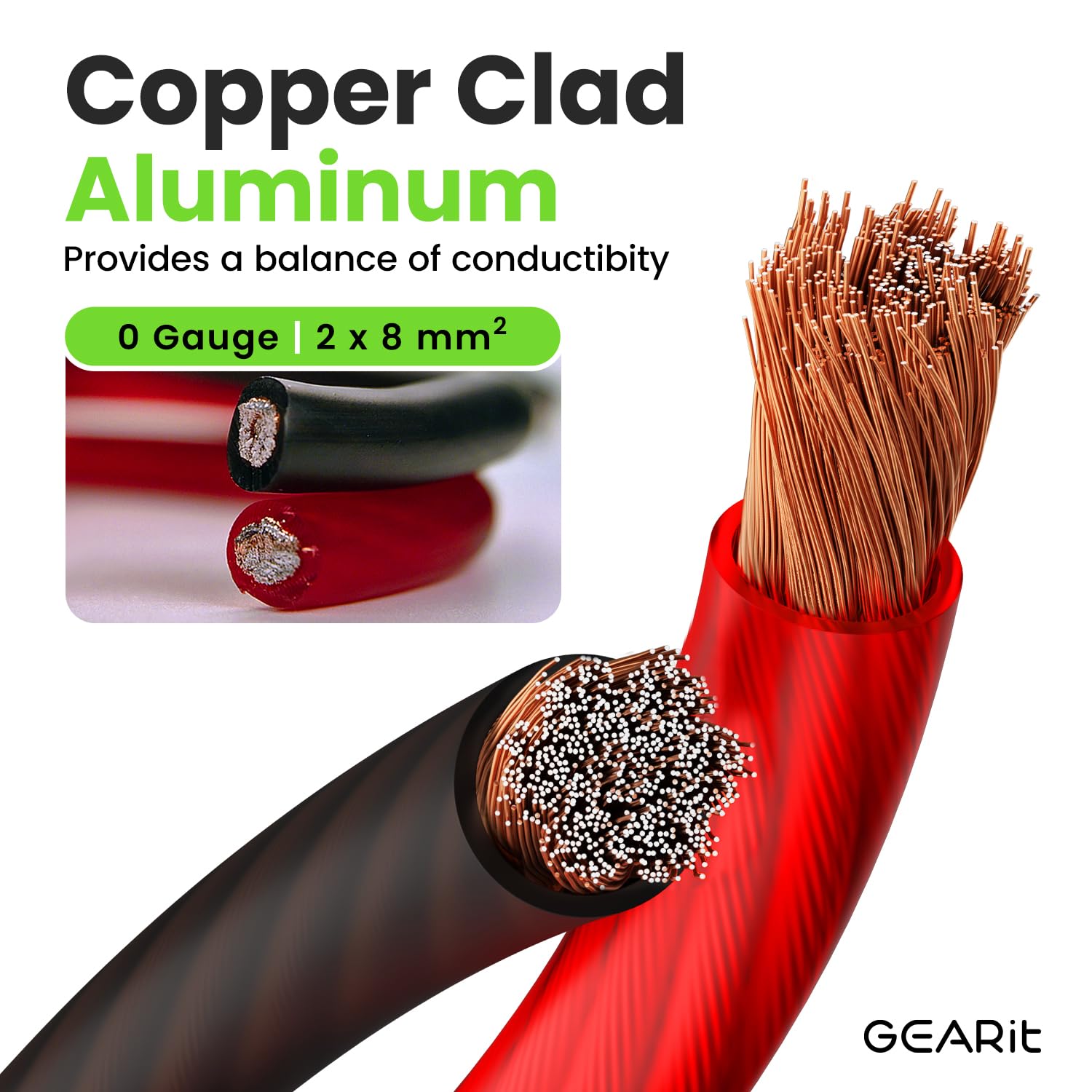 GEARit 0-gauge wire spool in red for reliable power and ground connections.