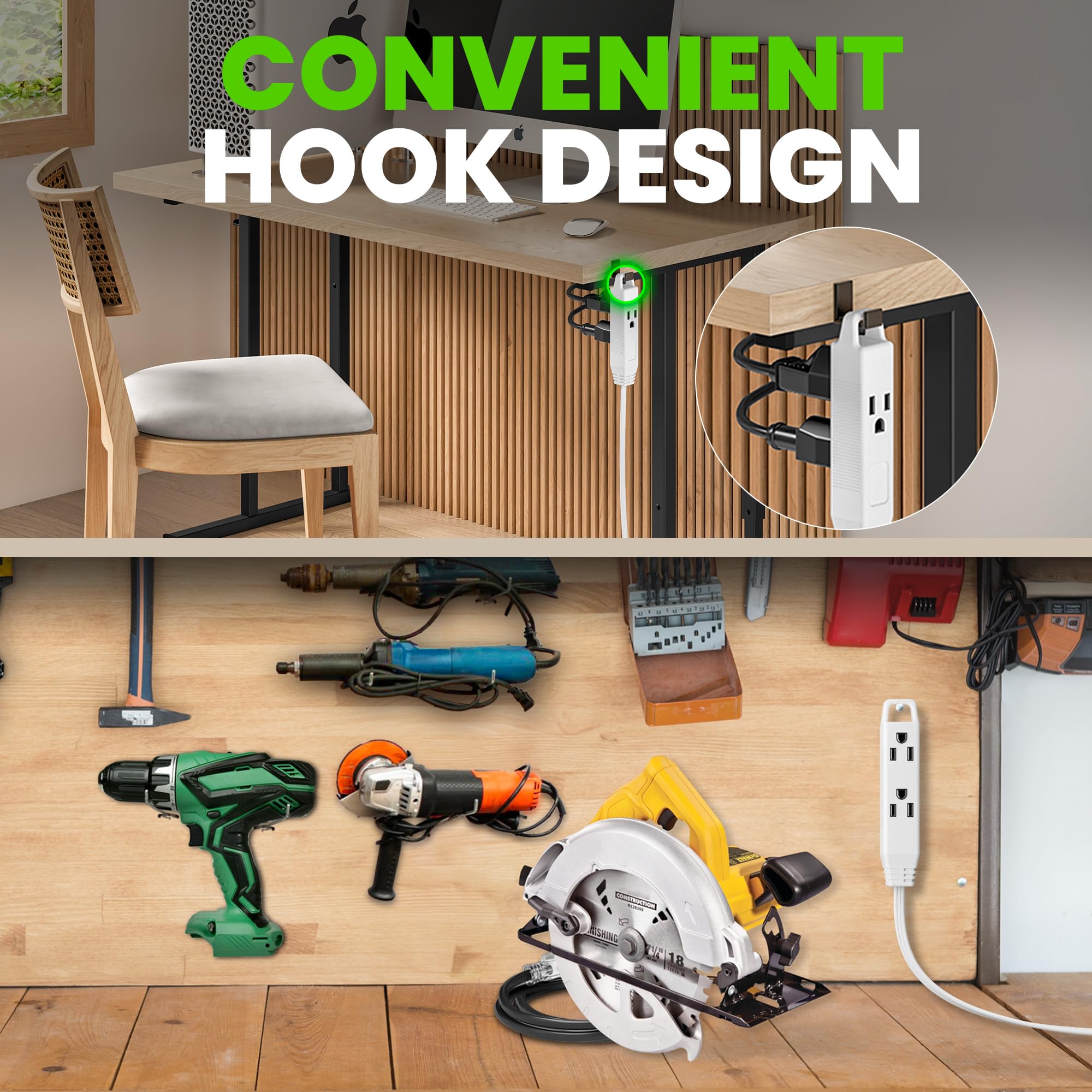 GEARit ETL-certified 3-prong plug provides safe power for everyday devices.
