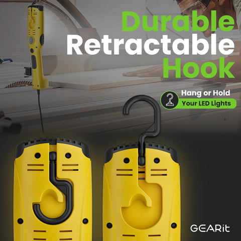 GEARit LED Work Light 20-foot weather-resistant cable enables extended indoor or outdoor use.