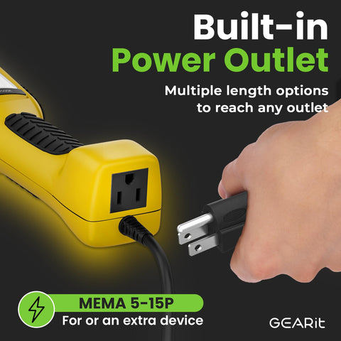 GEARit LED Work Light features retractable hanging hook for flexible setup.