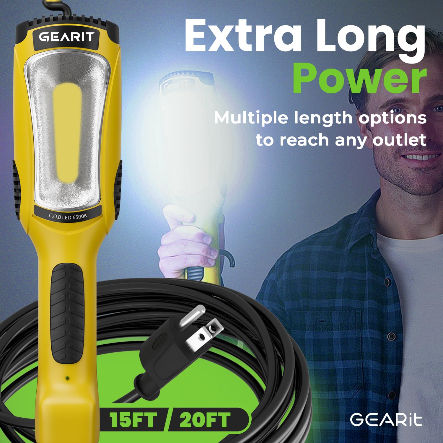 GEARit LED Work Light features weather-ready cable capable of extreme temperatures outdoors.