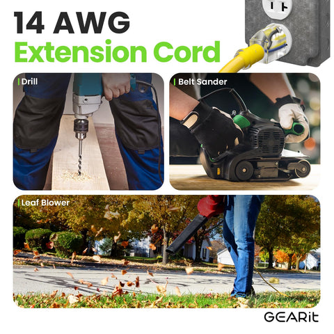 GEARit long-reach extension cord ideal for powering tools at distant jobs.