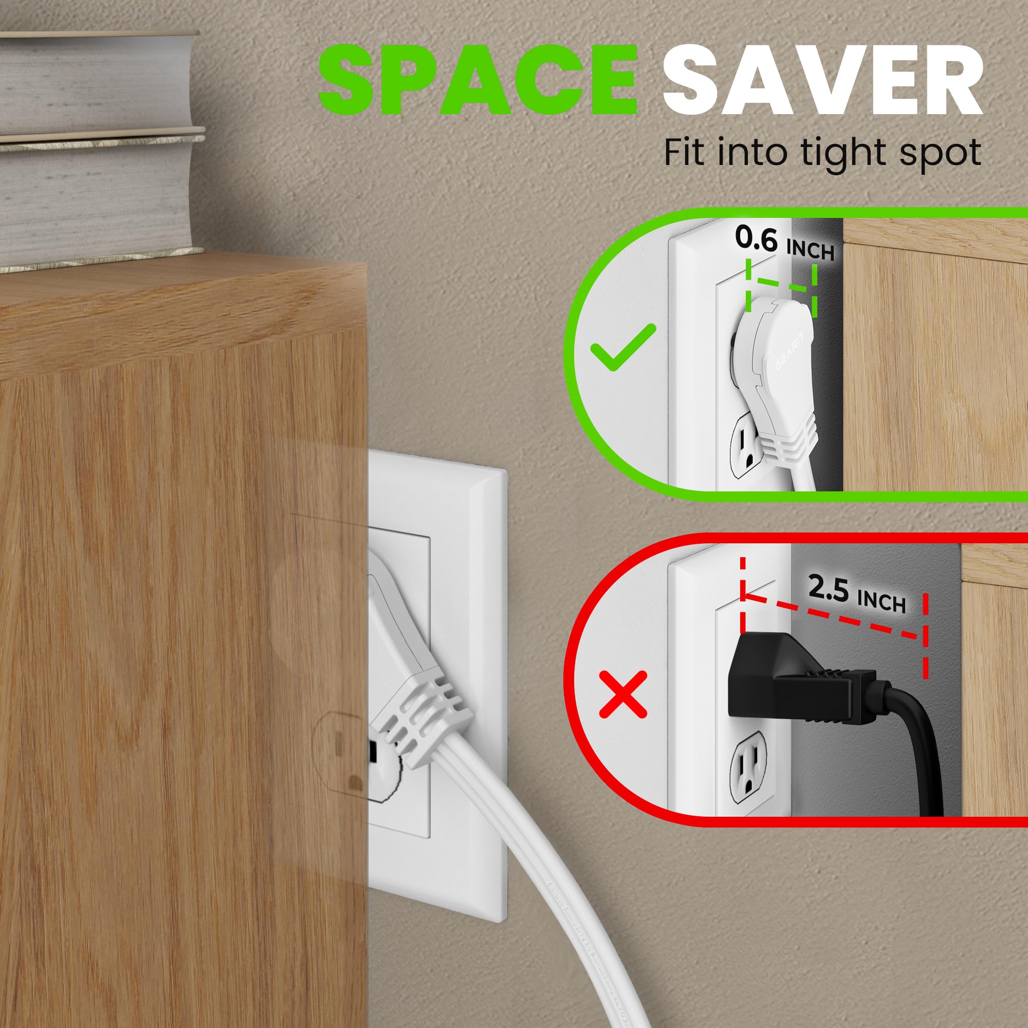 GEARit three-outlet extension cord powers multiple devices simultaneously.