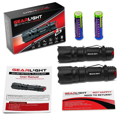 GearLight M3 mini flashlight ready for backyard camping and outdoor light needs.
