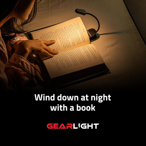GearLight rechargeable batteries ensure cordless reading sessions.