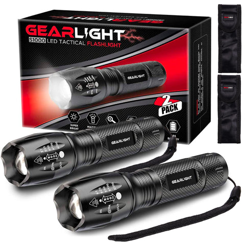 GearLight S1000 pair of compact flashlights for camping and emergencies.