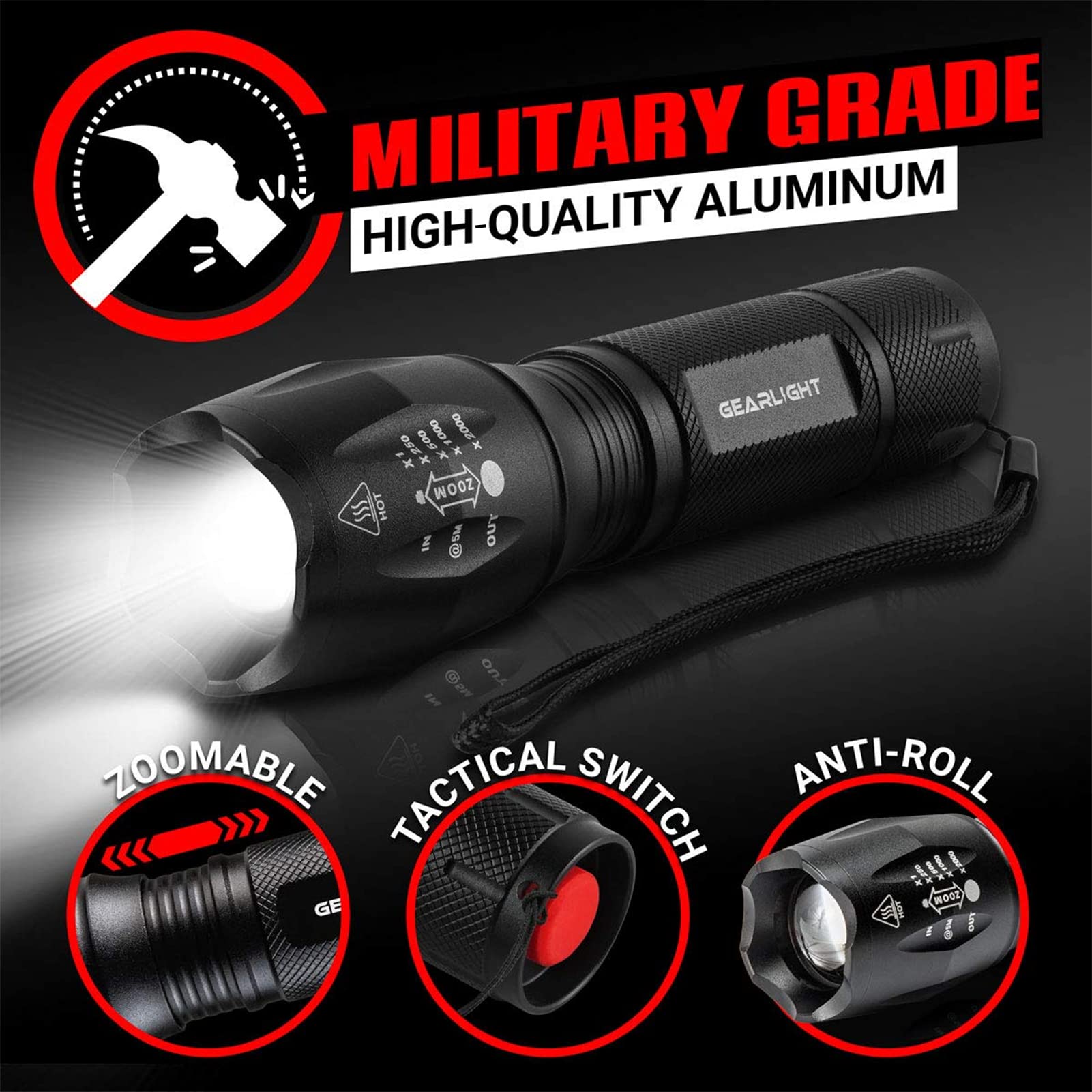 GearLight S1000 pocket-size flashlights fit in pocket for quick access.