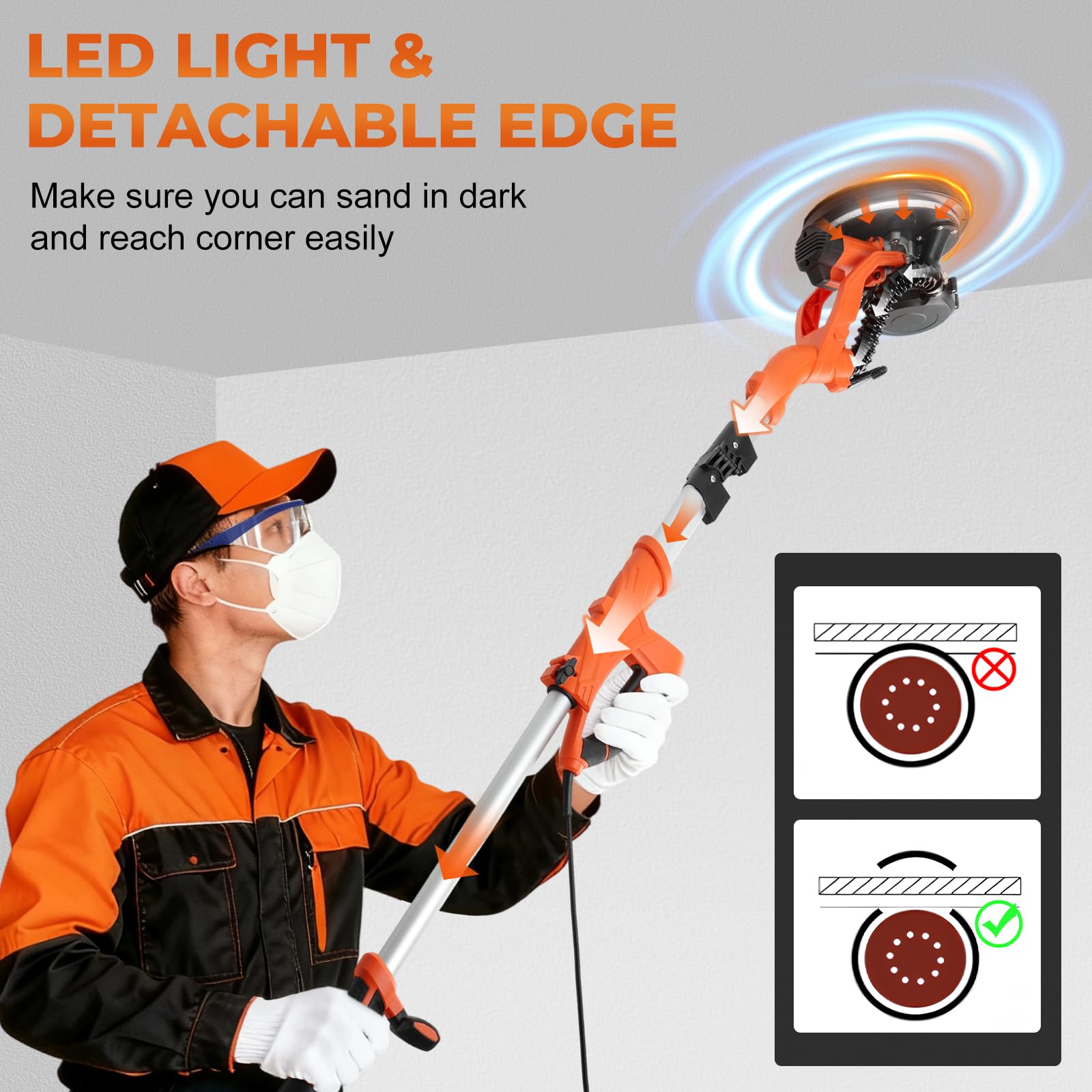 GEARPASS sander with 360-degree disc for uniform contact on surfaces.