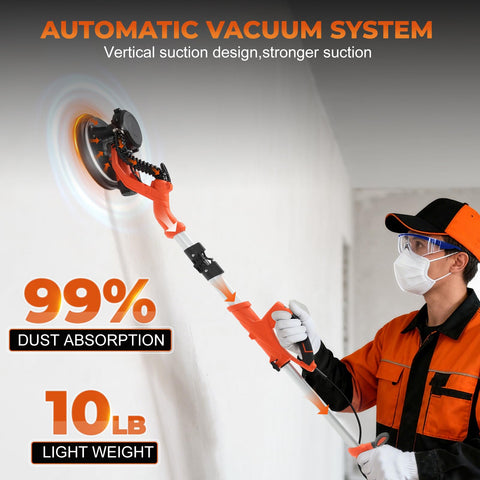 GEARPASS sander image highlighting built-in dust collection system.