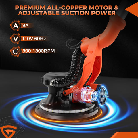 GEARPASS drywall sander with foldable handle and extendable pole for reach.