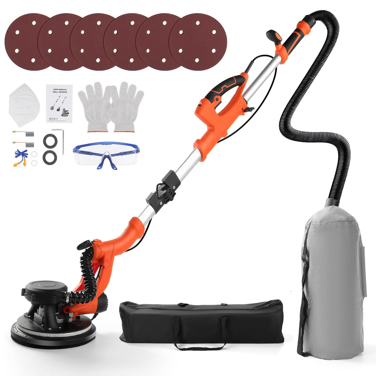 GEARPASS drywall sander with vacuum dust collector in use for cleaner work.