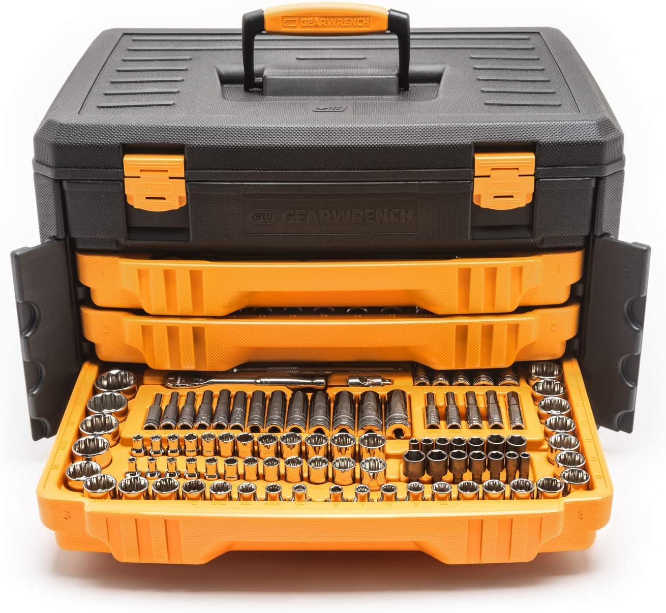 GearWrench 12-point sockets SAE and metric for broad compatibility.