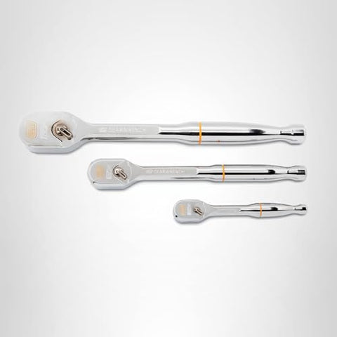 GearWrench 1/2 inch drive teardrop ratchet boosts leverage for hard-to-reach fasteners.