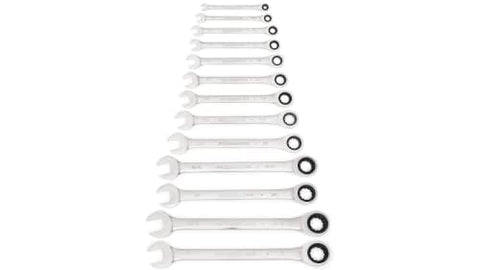 GearWrench 13-piece ratcheting wrench set, in-use demonstration for accessible turning