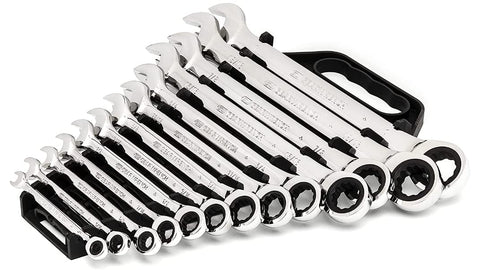 GearWrench 13-piece ratcheting wrench set, off-corner loading provides better grip and reduces rounding