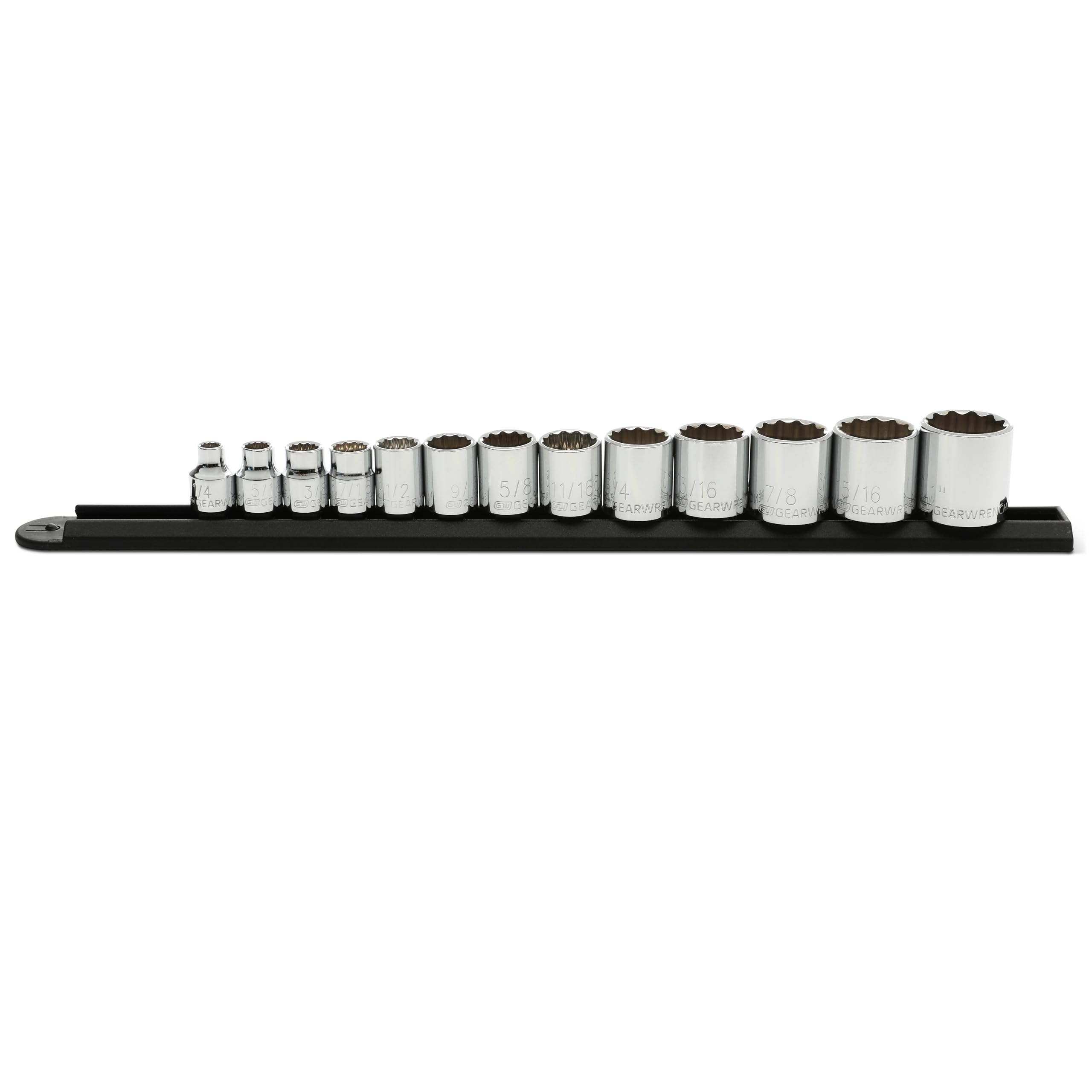 GearWrench 13pc SAE socket set with 3/8-inch drive for versatile automotive work.
