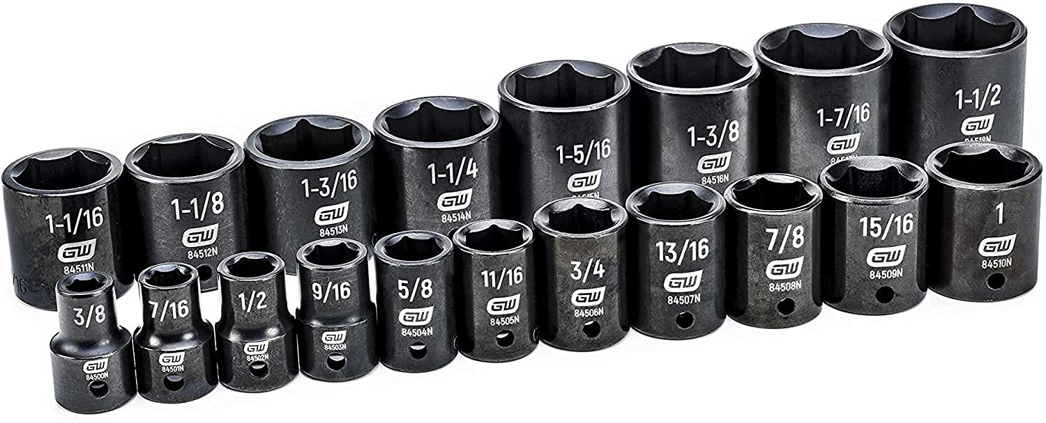 Close-up of GearWrench parallel neck sockets enabling access to tight spaces.