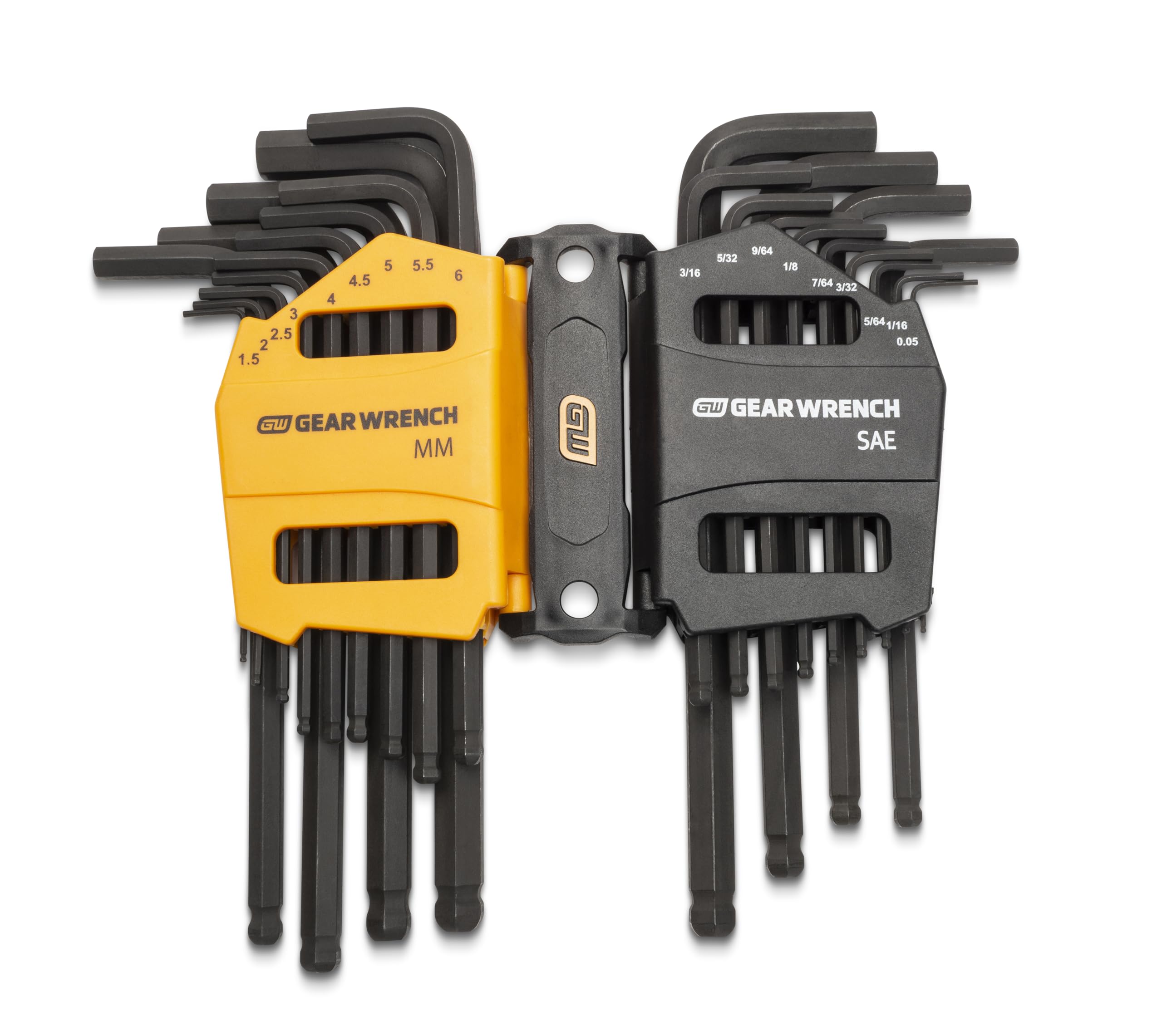 GearWrench 26-piece hex key set in a labeled caddy for quick access.