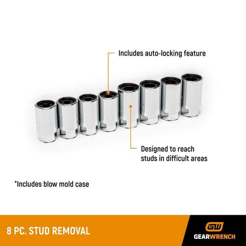 GEARWRENCH 8-piece stud removal set wrenches: SAE and metric versatility for tight spaces