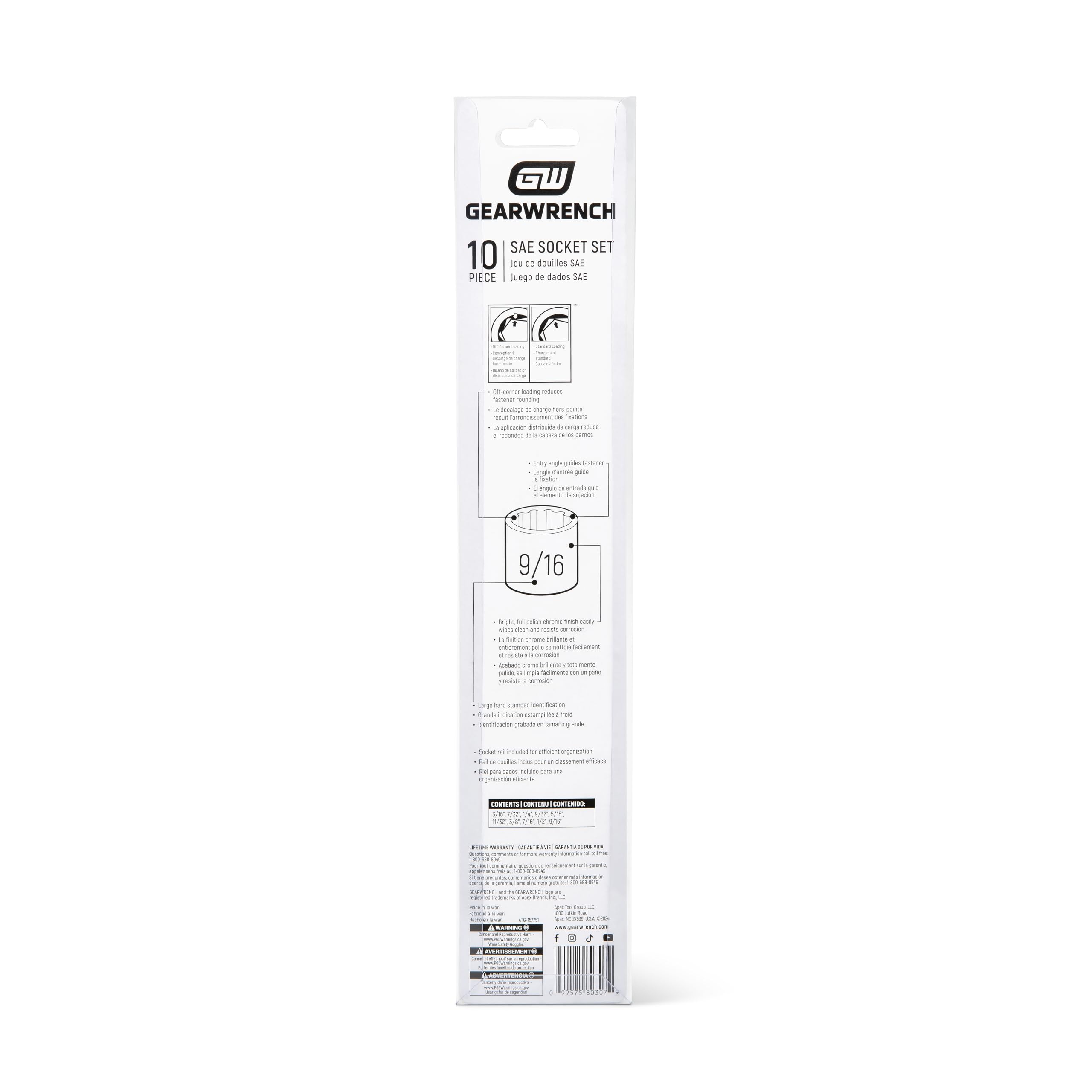 GearWrench 80307D hard stamped size markings for quick identification