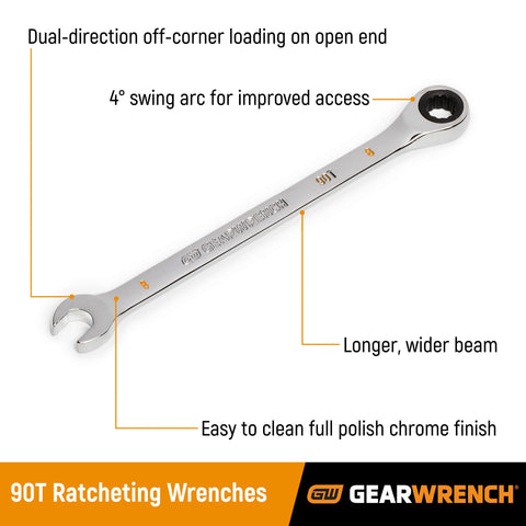 GEARWRENCH 86946 open-end off-corner loading reduces rounding.