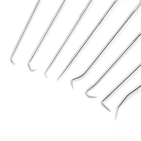 GEARWRENCH 8pc long hook and pick set 84010H closeup blades secured for twist-free use.