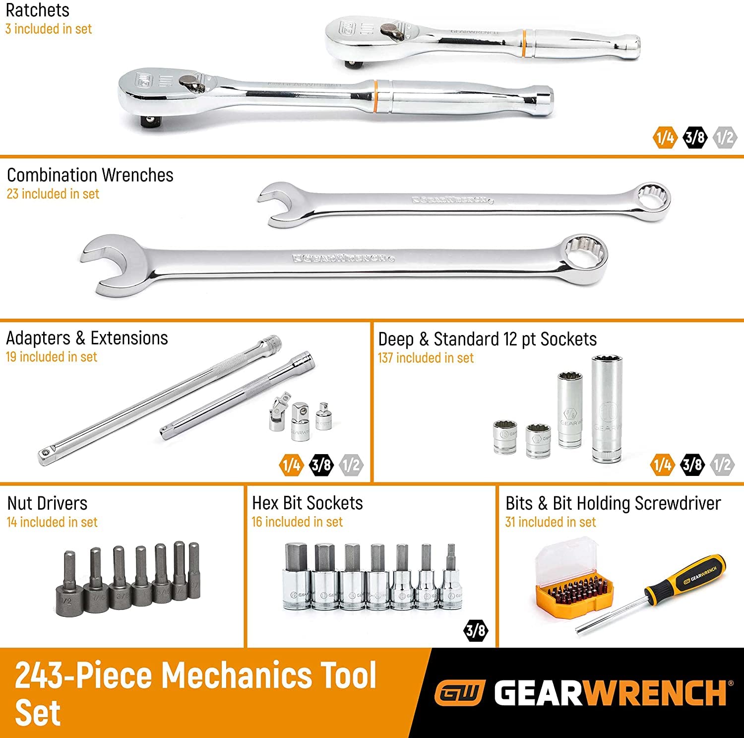 GearWrench 90-tooth ratchet with 1/4 inch drive for tight spaces.